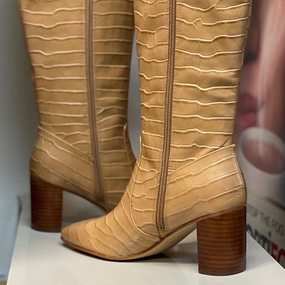 BNIB Marc Fisher Revely Boots Dark Natural Leather - Picture 2 of 14